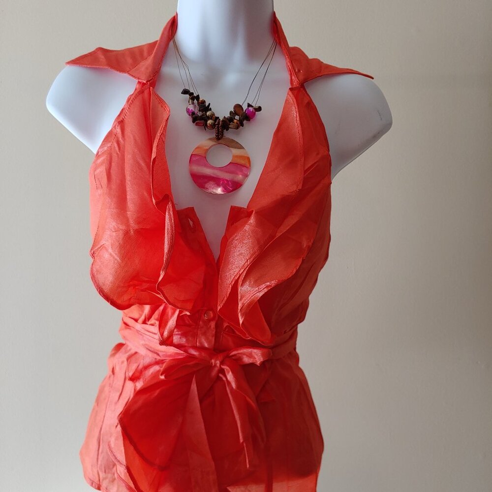 Women's Orange Backless Blouse